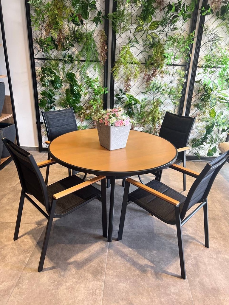 طقم طاولة المنيوم دائري + 4 كراسي