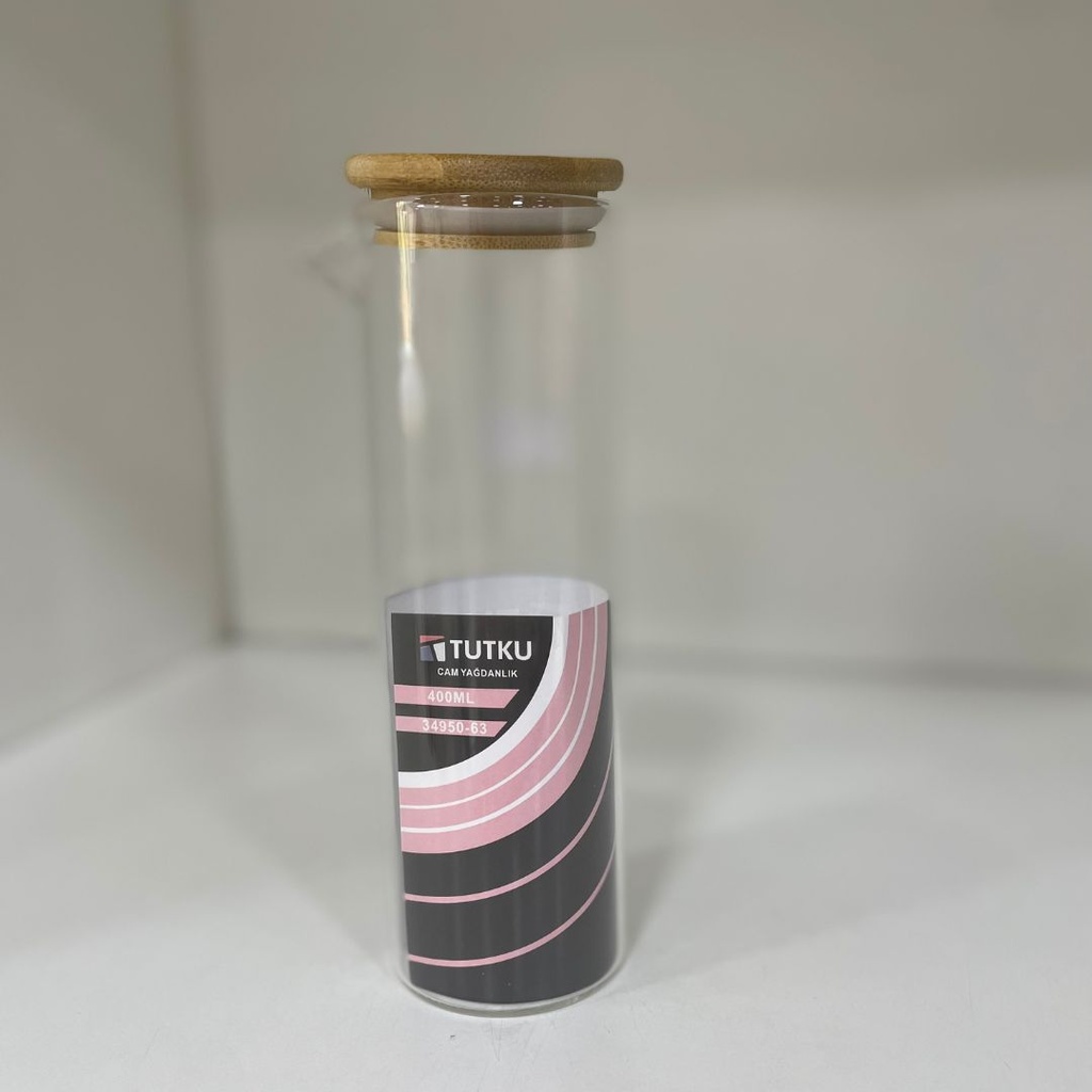 ابريق زيت زجاج غطاء خشب