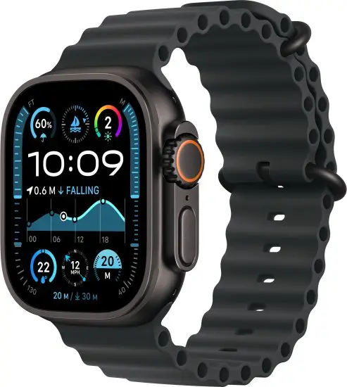Apple Watch Ultra 2 49mm GPS + Cellular Black Titanium Case With Black Ocean Band One Size