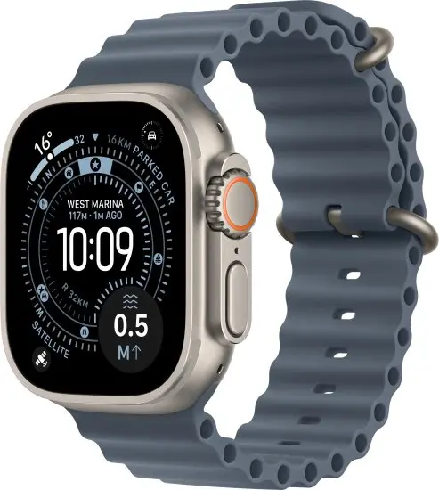 Apple Watch Ultra 3 GPS+Cellular 49mm Natural Titanium Case With Anchor Blue Ocean Band - One Size