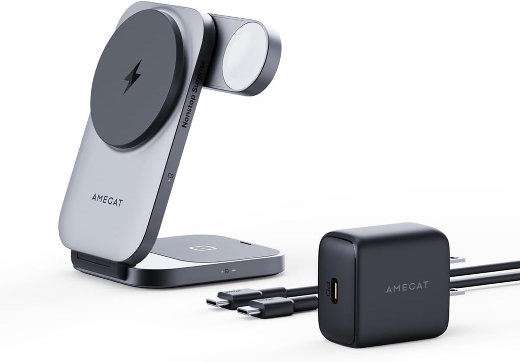 MagGo Wireless Charging Station (15W, 3-in-1 Pad)