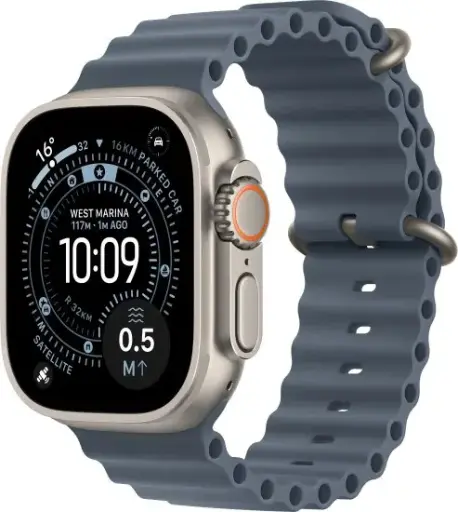 Apple Watch Ultra 3 GPS+Cellular 49mm Natural Titanium Case With Anchor Blue Ocean Band - One Size